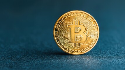 Golden Bitcoin Coin on a Dark Background Representing Cryptocurrency and Digital Finance Innovations