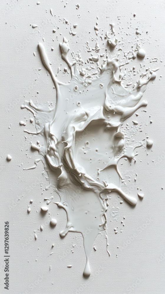 Poster abstract white paint splash on textured canvas background artistic expression minimalist aesthetic c