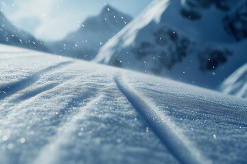 A pristine snow-covered valley with gentle slopes, creating the perfect scene for winter sports and adventure.
