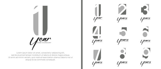 anniversary logo set. vector design grey color can be use for celebration moment