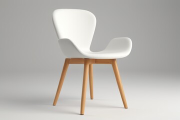 Obraz premium there is a white chair with a wooden base and a white seat
