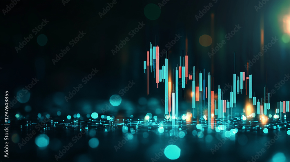 Aufkleber trading data: abstract visual representation of a stock market candlestick chart. the chart is rende