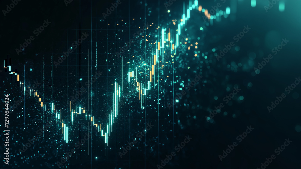 Poster market momentum: an abstract representation of market trends and financial fluctuations, with data s