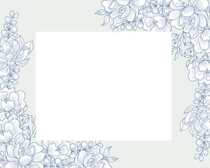 Magnolia Floral Line Art Border