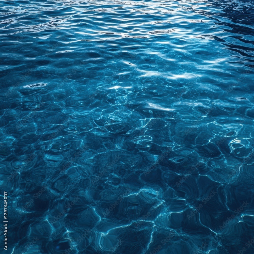 Poster tranquil turquoise water surface reflecting sunlight creating abstract patterns and a serene atmosph
