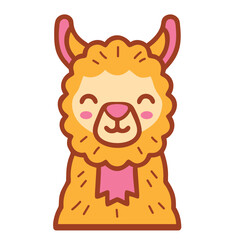 Cute Animal Cartoon Llama Adorable Fluffy