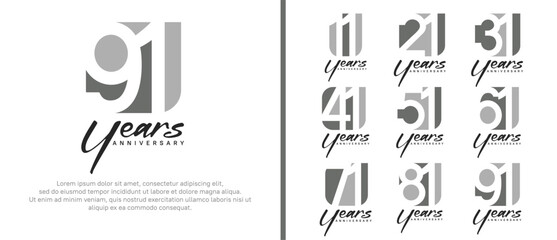 anniversary logo set. vector design grey color can be use for celebration moment