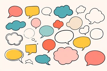 Fototapeta premium a close up of a bunch of speech bubbles on a white background