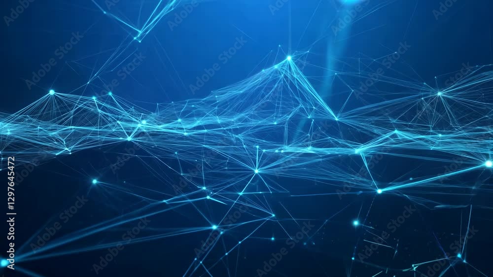 Poster futuristic abstract background with blue network and dot line design