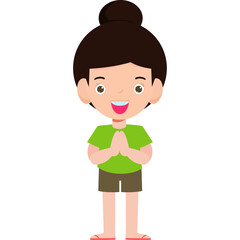 Songkran festival thai kid Traditional enjoy splashing water Thailand Traditional Illustration flat