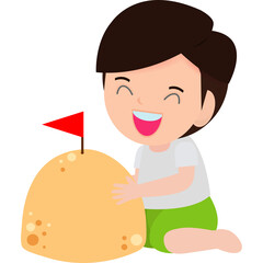 Songkran festival thai kid Traditional enjoy splashing water Thailand Traditional Illustration flat