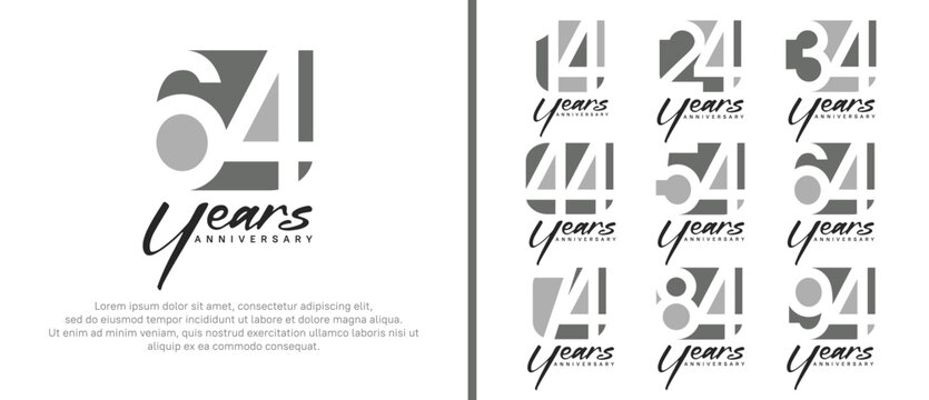 anniversary logo set. vector design grey color can be use for celebration moment