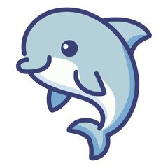 cute dolphin fish wild animal fauna flat color vector illustration template design