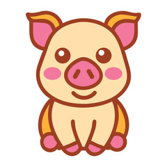Cute Animal Cartoon Pig Adorable Icon