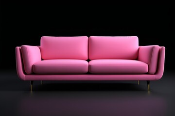 Fototapeta premium a close up of a pink couch with a black background