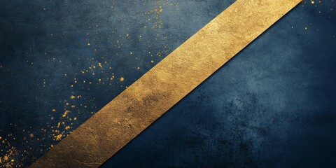 Fototapeta premium Diagonal golden stripe on textured dark blue background