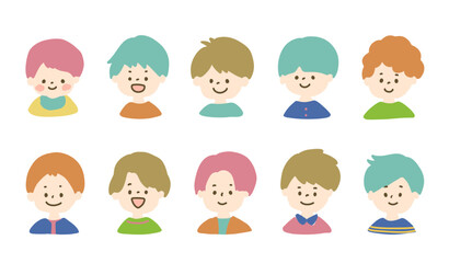 Fototapeta premium 笑顔の男の子のアイコン＿線無し