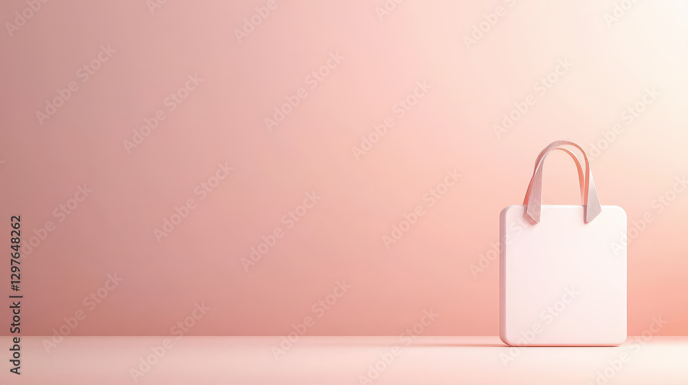 Leinwandbilder glossy plastic safety sign with cutout handle stands on smooth surface against soft pink background, creating minimalist and modern aesthetic