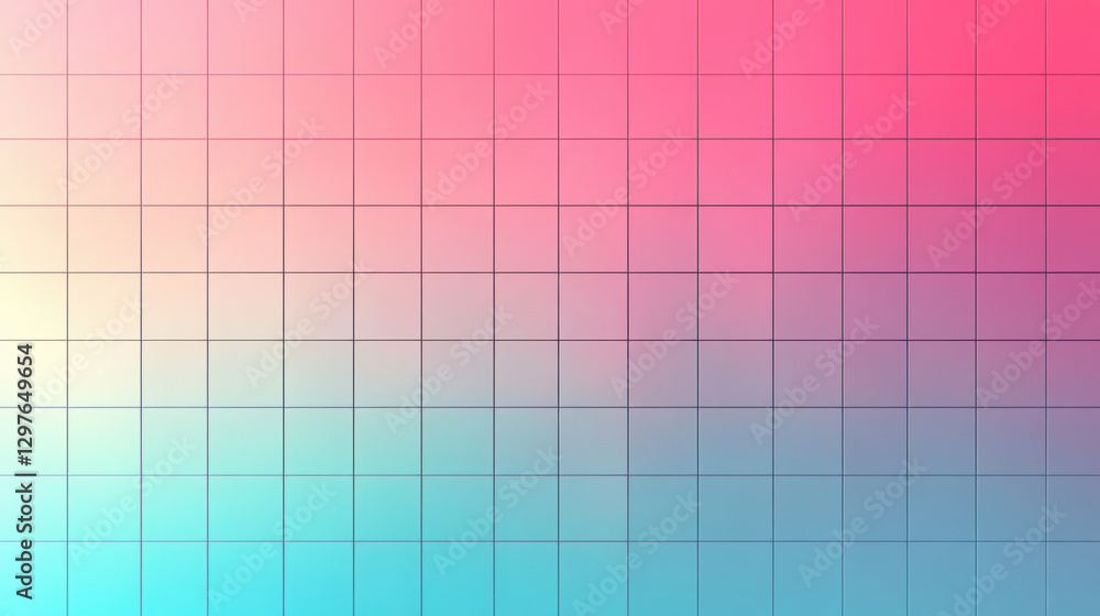Poster solid color gradient background with grid pattern, featuring vibrant pink and blue hues that create 