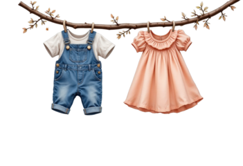 Boy or Girl Clothesline Illustration with transparent background