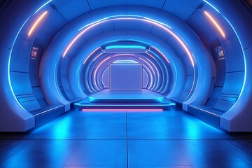 Naklejka premium Futuristic Neon Tunnel Display