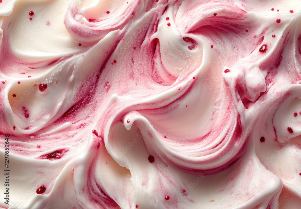 Poster creamy swirls of smooth whipped mixture with vibrant red drizzle creating a deliciously appealing ba