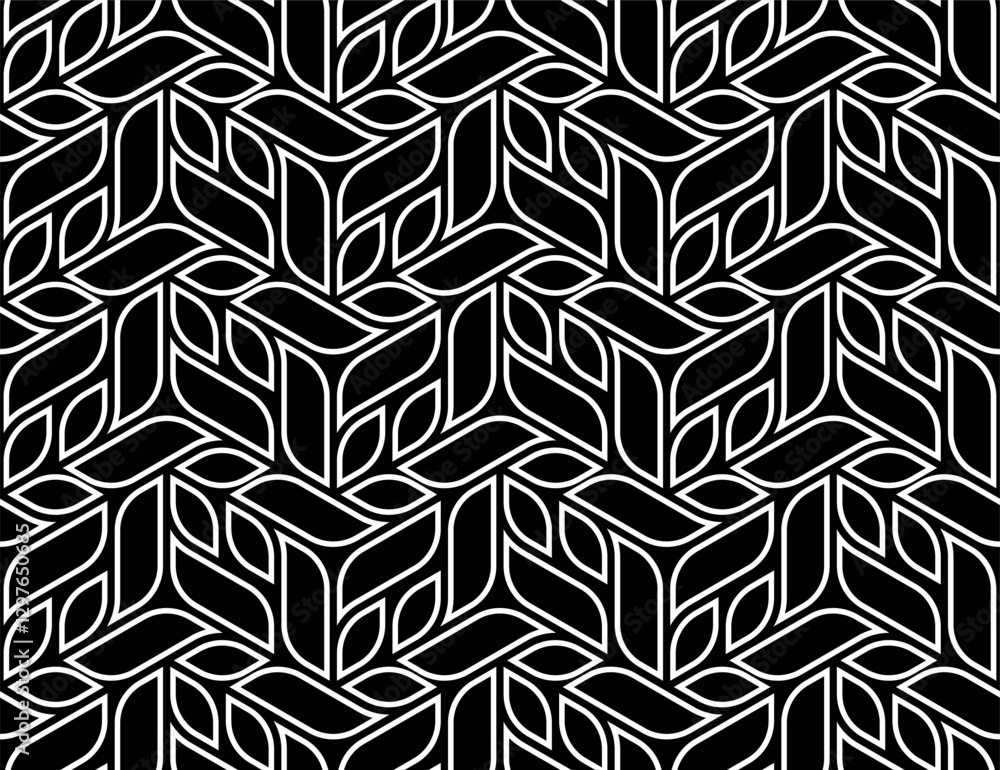 Leinwandbilder Abstract geometric pattern. A seamless vector background. White and black ornament. Graphic modern pattern. Simple lattice graphic design.