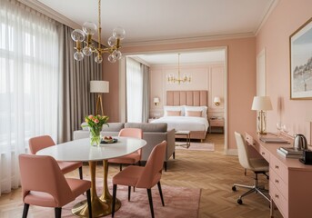 peach pink soft Presidential Suite design Farmhouse nordic decor