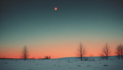 Fototapeta premium minimal, pastel, gradient, winter, sky, twilight, icy, blue, pale, gray, serene, cold, atmosphere, glowing, moon, silhouette, abstract, soft, smooth, aesthetic, tranquil, calming, ethereal, subtle, 