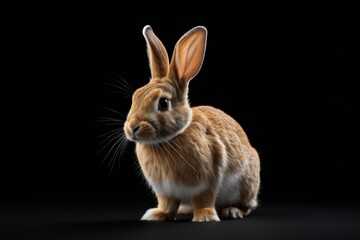 there is a rabbit that is sitting on a black surface