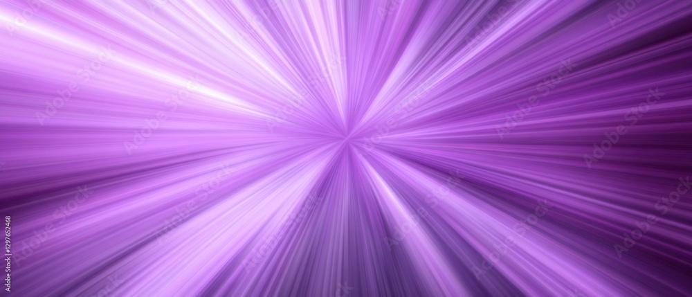 Poster radiant purple light streaks emanating from a central point creating a dynamic burst of energy and m