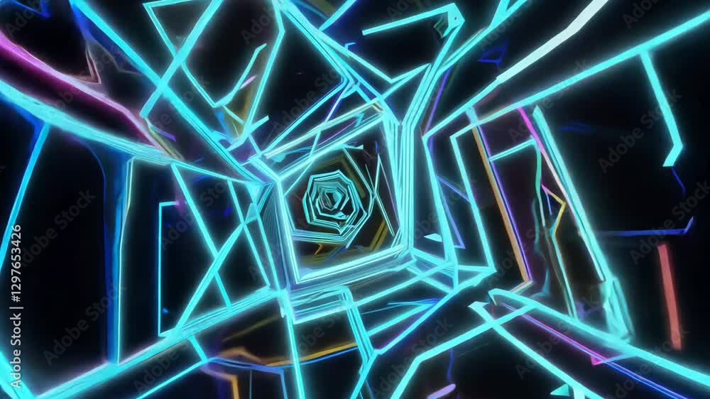 Poster vertical abstract background with dynamic geometric patterns in gradient neon colors