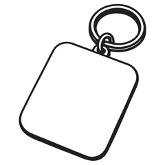Square Keychain Silhouette Illustration with Metal Ring Attachment