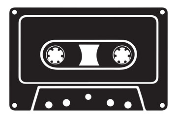 Naklejka premium Cassette Tape Silhouette Illustration for Vintage Music and Audio