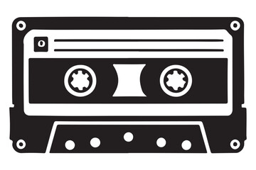 Obraz premium Detailed Cassette Tape Silhouette Vector for Audio and Music