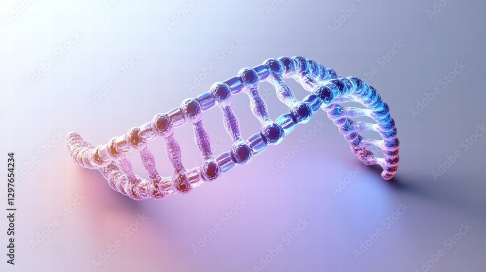 Fototapete Glowing DNA helix symbolizing advanced scientific exploration in a futuristic lab environment. Generative AI