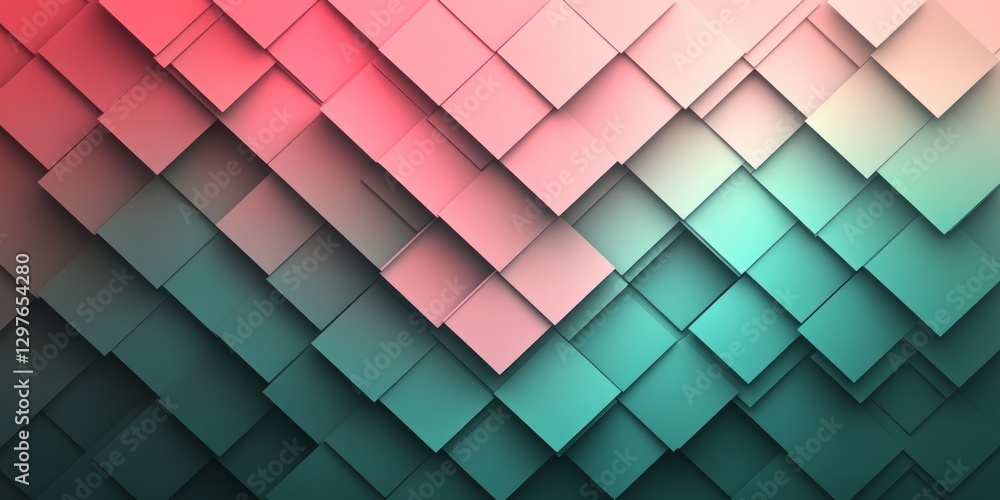 Poster abstract background shows overlapping squares with a color gradient