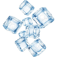 Obraz premium Transparent ice cube with intricate cracks, isolated on a white background. Perfect for themes related to cold, refreshment, frozen textures, purity, and nature.