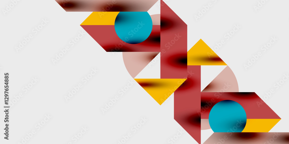 Poster Modern abstract background featuring circles, lines, and triangles in a dynamic geometric composition. Perfect for stylish, tech, or creative-themed designs