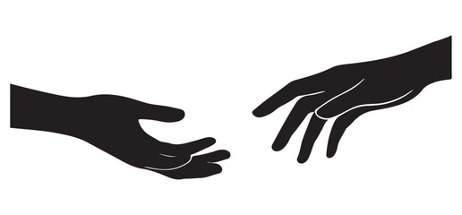 Reaching Hands Silhouette Vector Illustration for Connection and Support