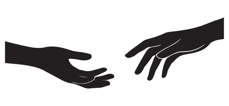 Reaching Hands Silhouette Vector Illustration for Connection and Support