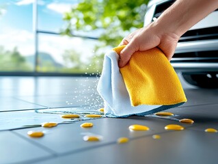 Cleaning up spills effective techniques for a sparkling car interior indoor garage tutorial bright environment close-up maintenance tips