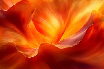 Radiant floral abstraction, a vibrant dance of warm colors and flowing lines