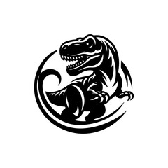 T-Rex Line Art Vector, Minimalist Dinosaur Logo, Black and White T-Rex Illustration, Fierce Jurassic Clipart, Prehistoric Animal Design, Dino Emblem