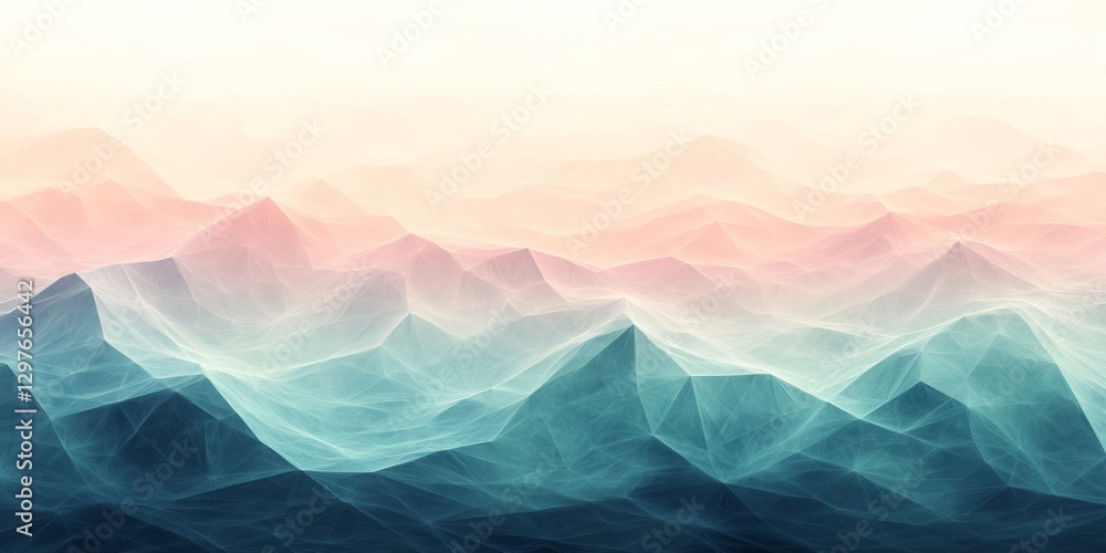 Poster abstract polygonal mountain range with soft colors and textures