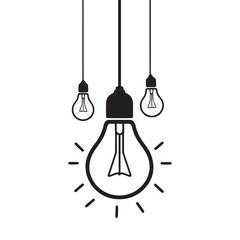 Creative Idea Hanging Light Bulbs Symbol for Innovation and Inspiration
