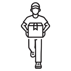 Outline Vector Art Delivery Person Carrying a Secure Package