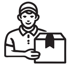 Delivery Man with Box Silhouette Courier Service Vector Illustration