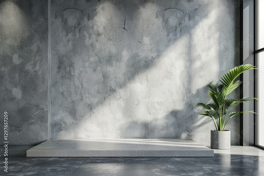 Poster flawless visual of empty gray wall room for product display and text presentation