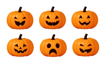 Jack O' Lantern Pumpkins with Transparent Background
